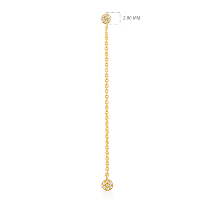 Solid Gold 0.1ct Natural Diamond Chain Drop Long Earrings