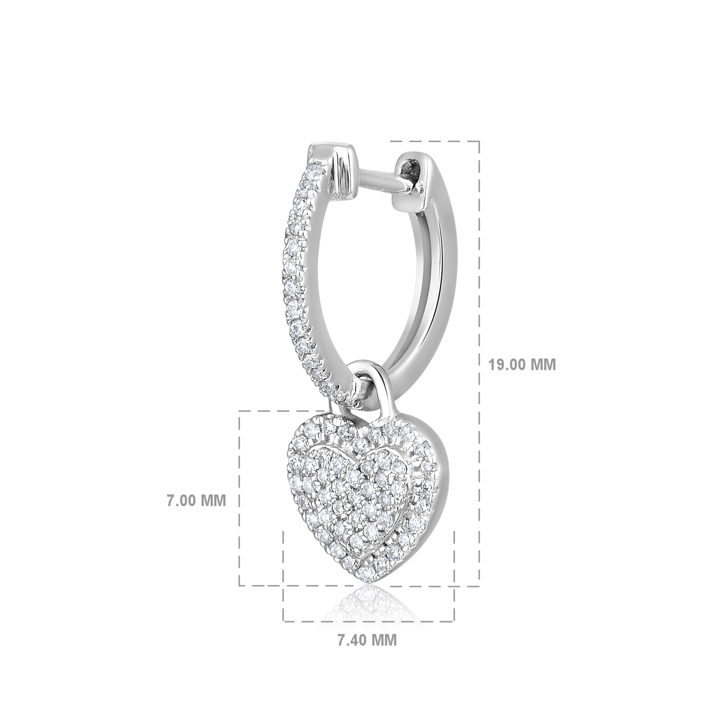 Solid Gold 0.21ct Natural Diamond Heart Drop Charm Huggie Earrings