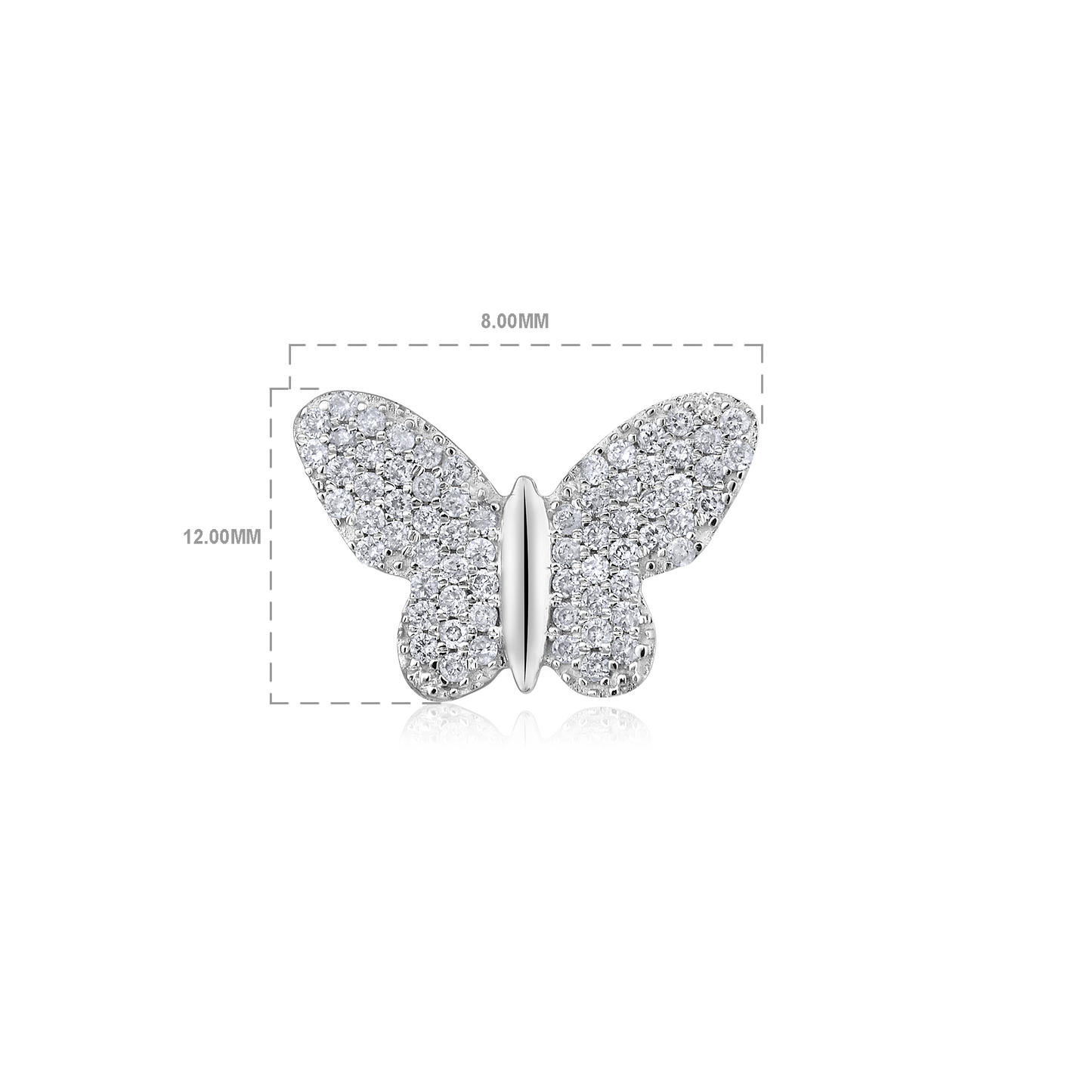 Solid Gold 0.3ct Natural Diamond Butterfly Charm Stud Earrings