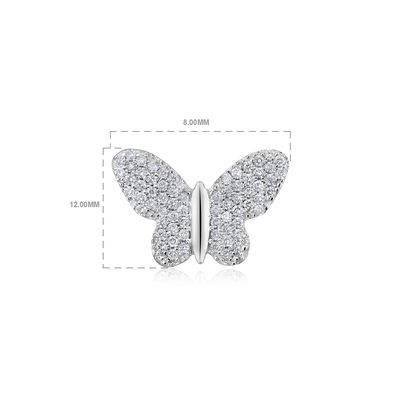 Solid Gold 0.3ct Natural Diamond Butterfly Charm Stud Earrings
