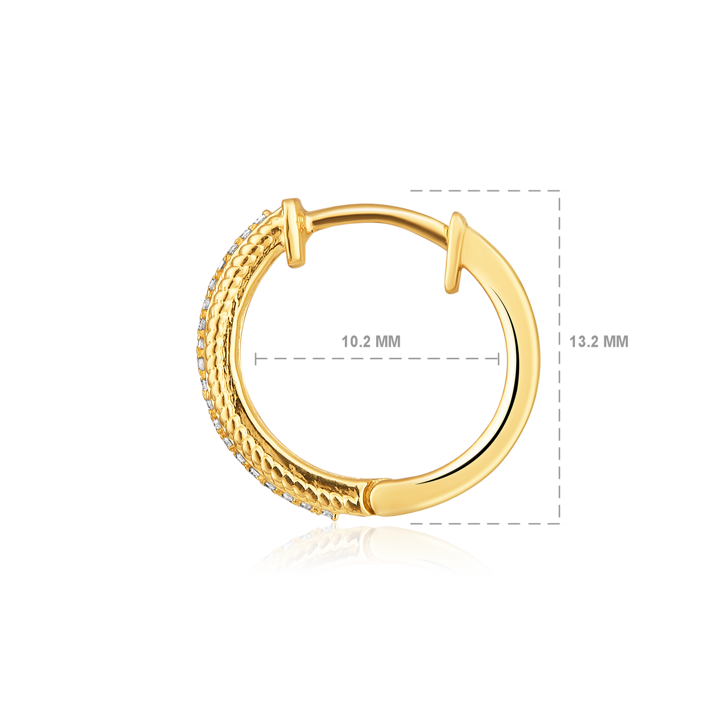 Solid Gold 0.1ct Natural Diamond 2 Row Huggie Hoop Earrings