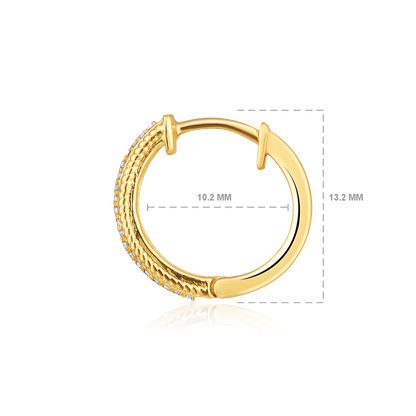 Solid Gold 0.1ct Natural Diamond 2 Row Huggie Hoop Earrings