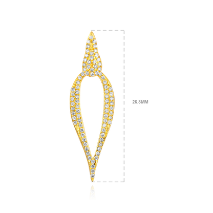 Solid Gold 0.3ct Natural Diamond Tear Crown Vintage Long Drop Earrings