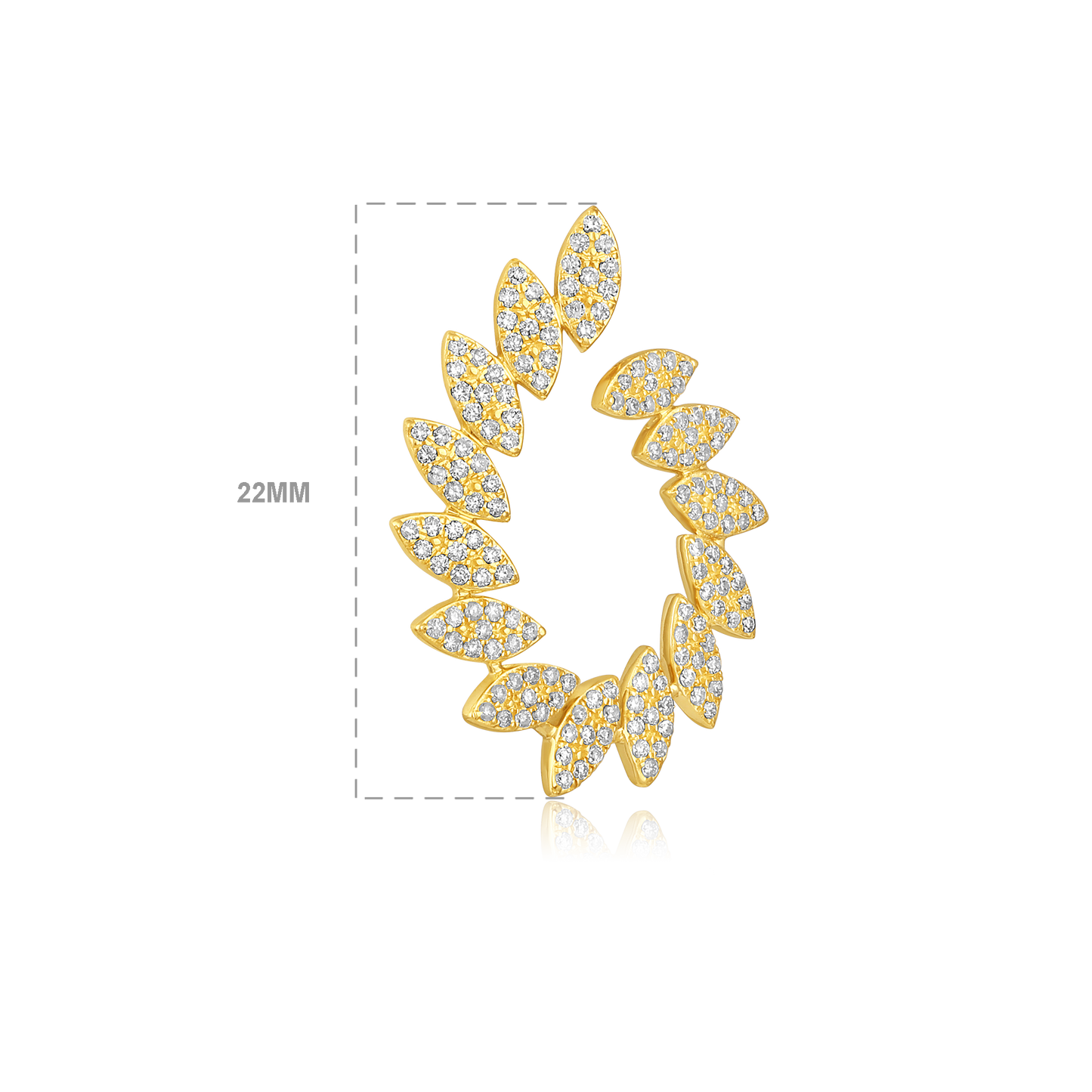 Solid Gold 0.6ct Natural Diamond Leaf Marquise Pear Drop Stud Earrings