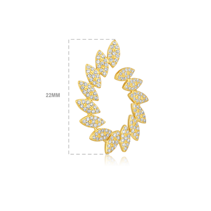 Solid Gold 0.6ct Natural Diamond Leaf Marquise Pear Drop Stud Earrings