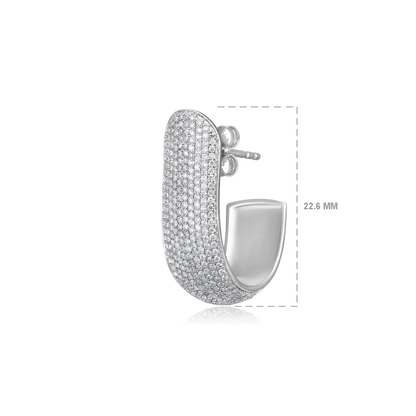 Solid Gold 1.22ct Natural Diamond J Shape Wrap Hoop Studded Earrings