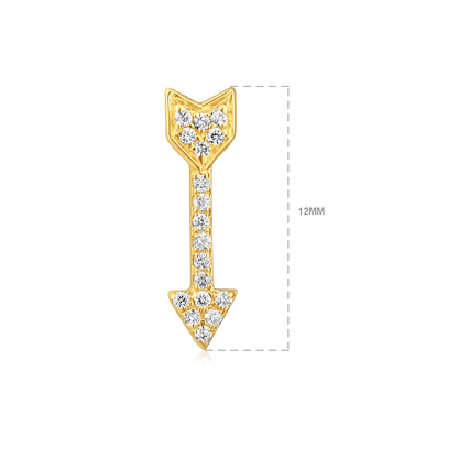 Solid Gold 0.1ct Natural Diamond Down Arrow Drop Stud Earrings