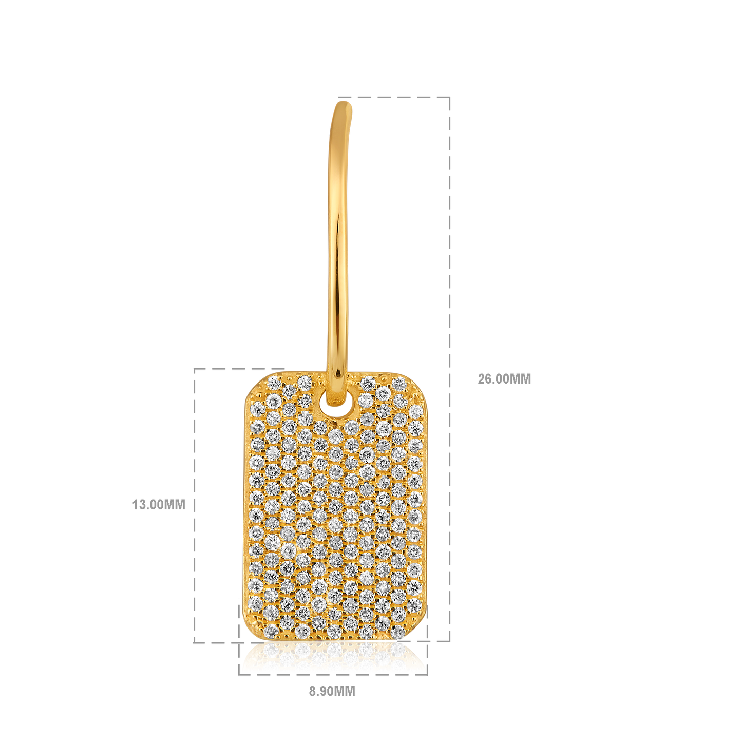Solid Gold 0.5ct Natural Diamond Bar Tag Drop Dangle Long Earrings