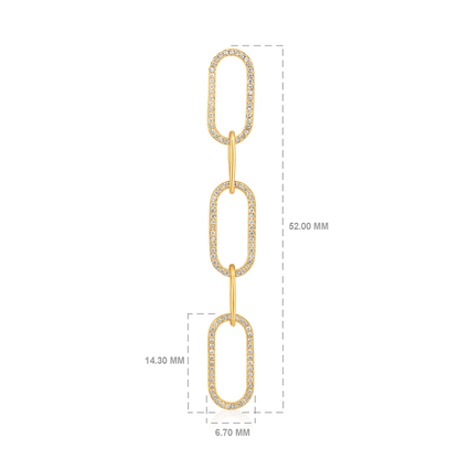 Solid Gold 0.4ct Natural Diamond Link Paperclip Long Drop Earrings