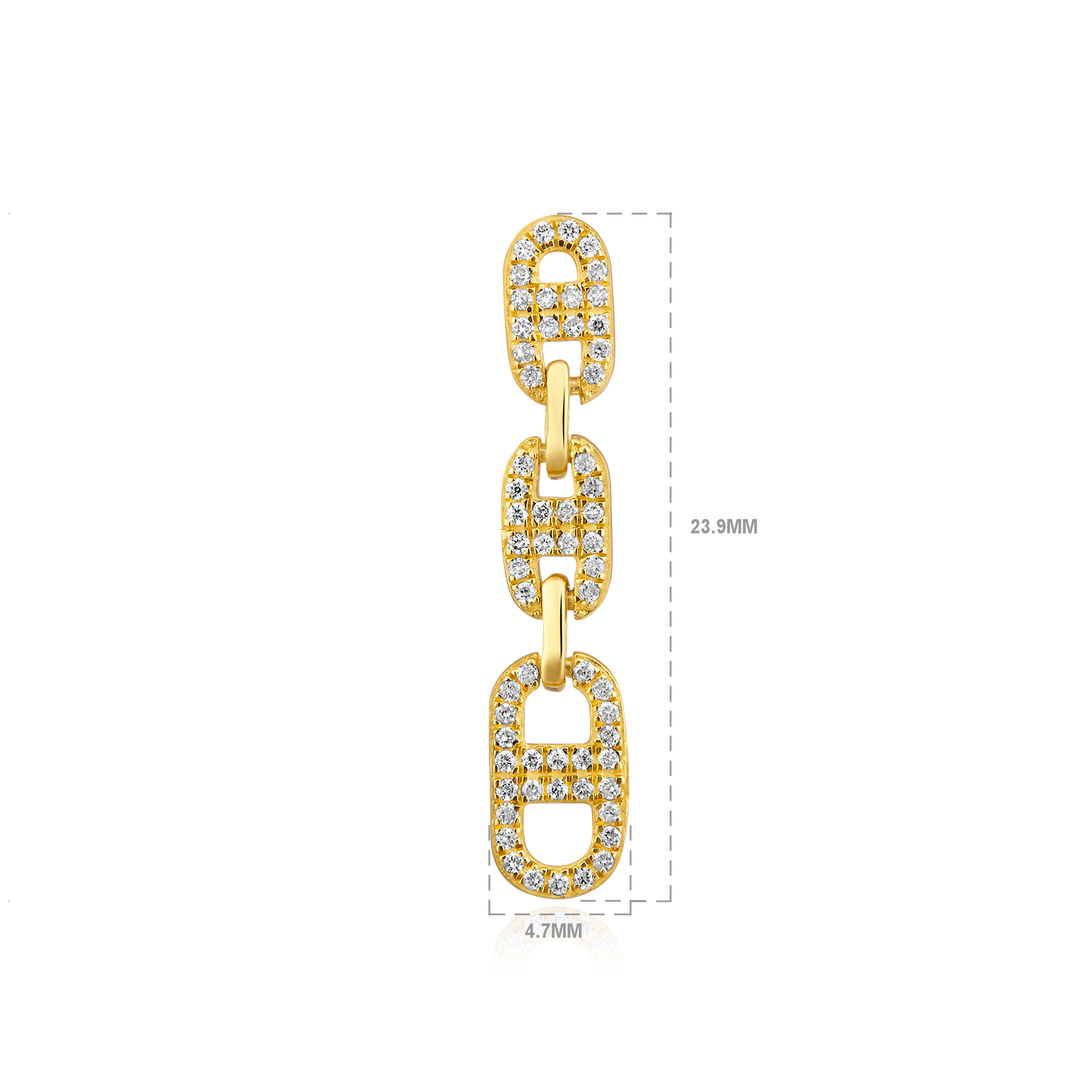 Solid Gold 0.24ct Natural Diamond Chain Link Paperclip Drop Earrings