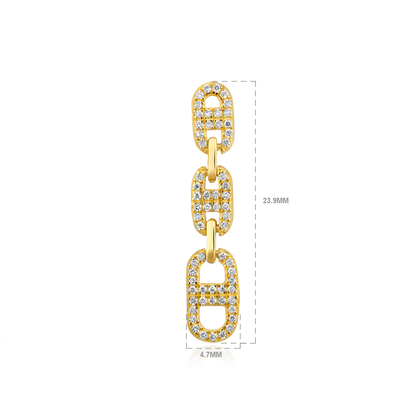 Solid Gold 0.24ct Natural Diamond Chain Link Paperclip Drop Earrings