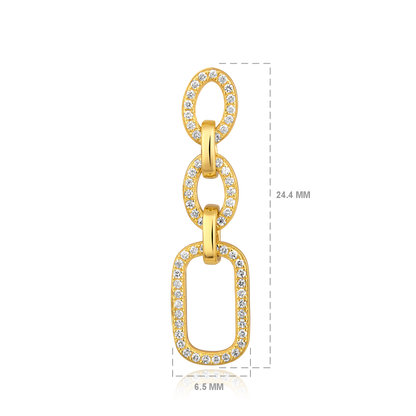 Solid Gold 0.24ct Natural Diamond Chain Link Paperclip Drop Earrings