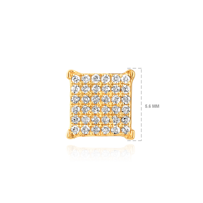 Solid Gold 0.12ct Natural Diamond Square Rhombus Cluster Stud Earrings