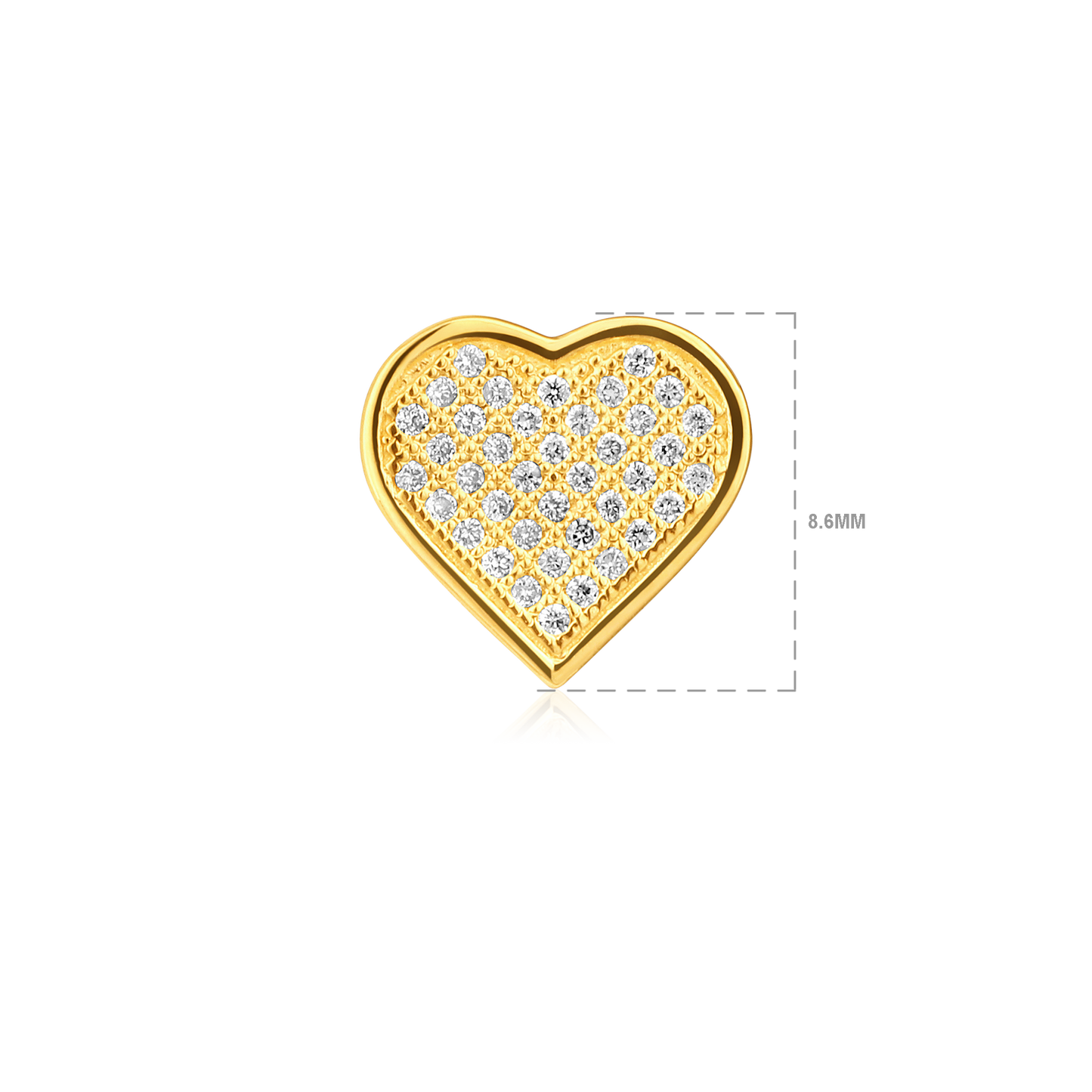 Solid Gold 0.14ct Natural Diamond Heart Bezel Studded Love Stud Earrings