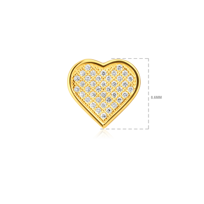Solid Gold 0.14ct Natural Diamond Heart Bezel Studded Love Stud Earrings