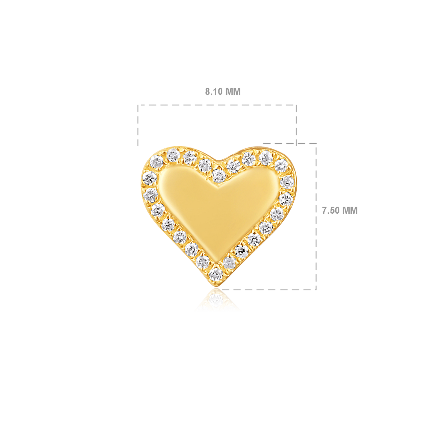 Solid Gold 0.1ct Natural Diamond Heart Halo Bezel Bubble Stud Earrings