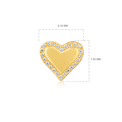 Solid Gold 0.1ct Natural Diamond Heart Halo Bezel Bubble Stud Earrings