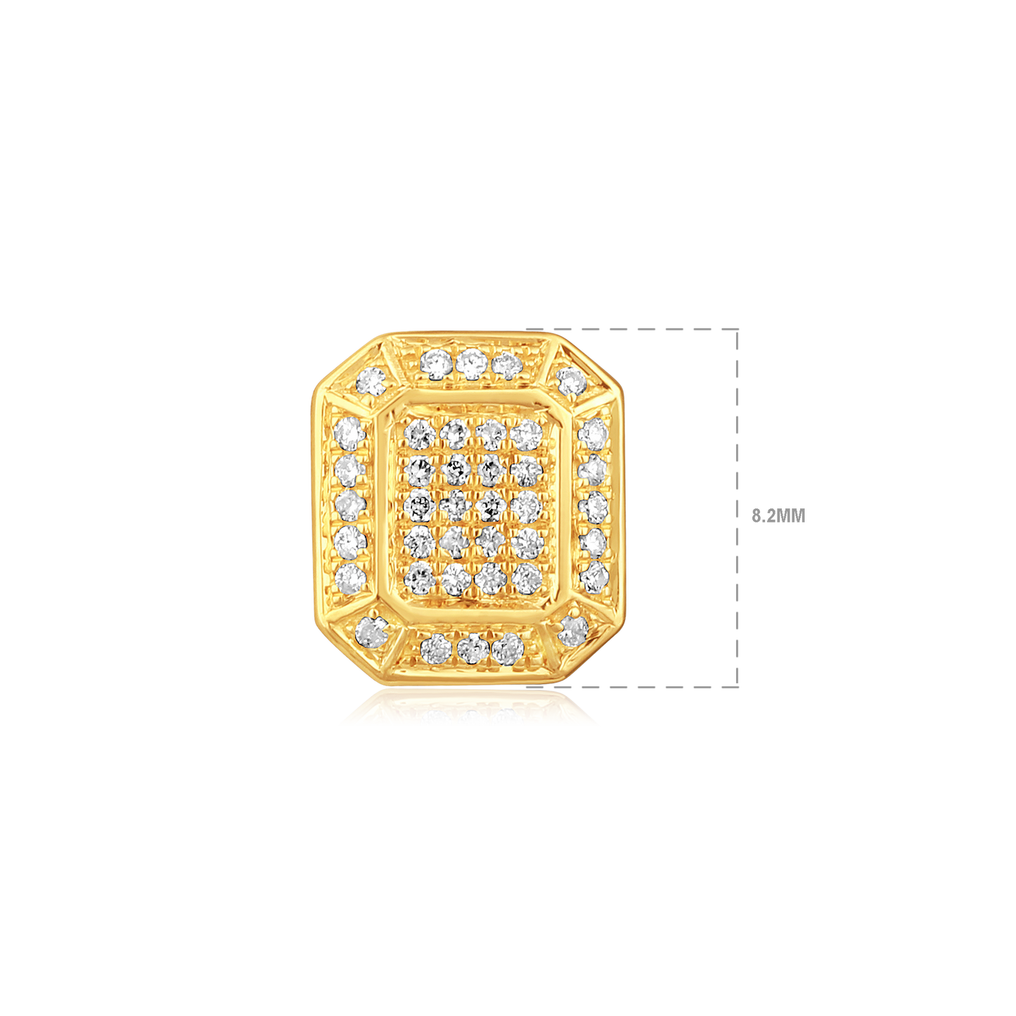 Solid Gold 0.14ct Natural Diamond Hexa Rectangle Halo Stud Earrings