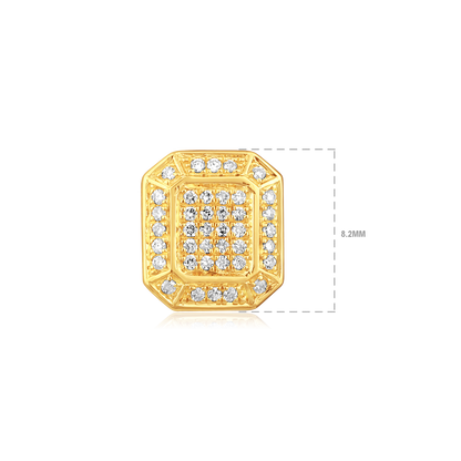 Solid Gold 0.14ct Natural Diamond Hexa Rectangle Halo Stud Earrings