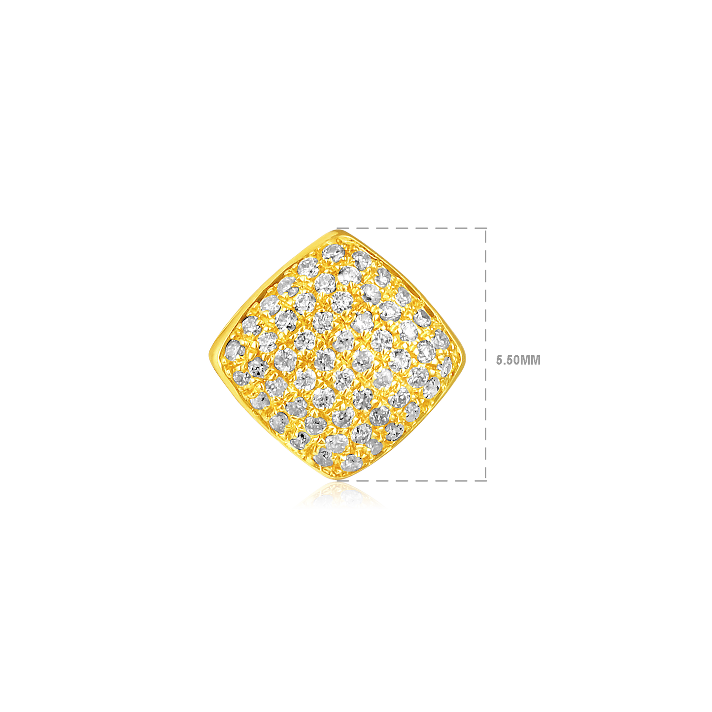 Solid Gold 0.11ct Natural Diamond Rhombus Square Bezel Stud Earrings
