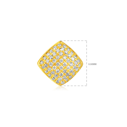 Solid Gold 0.11ct Natural Diamond Rhombus Square Bezel Stud Earrings