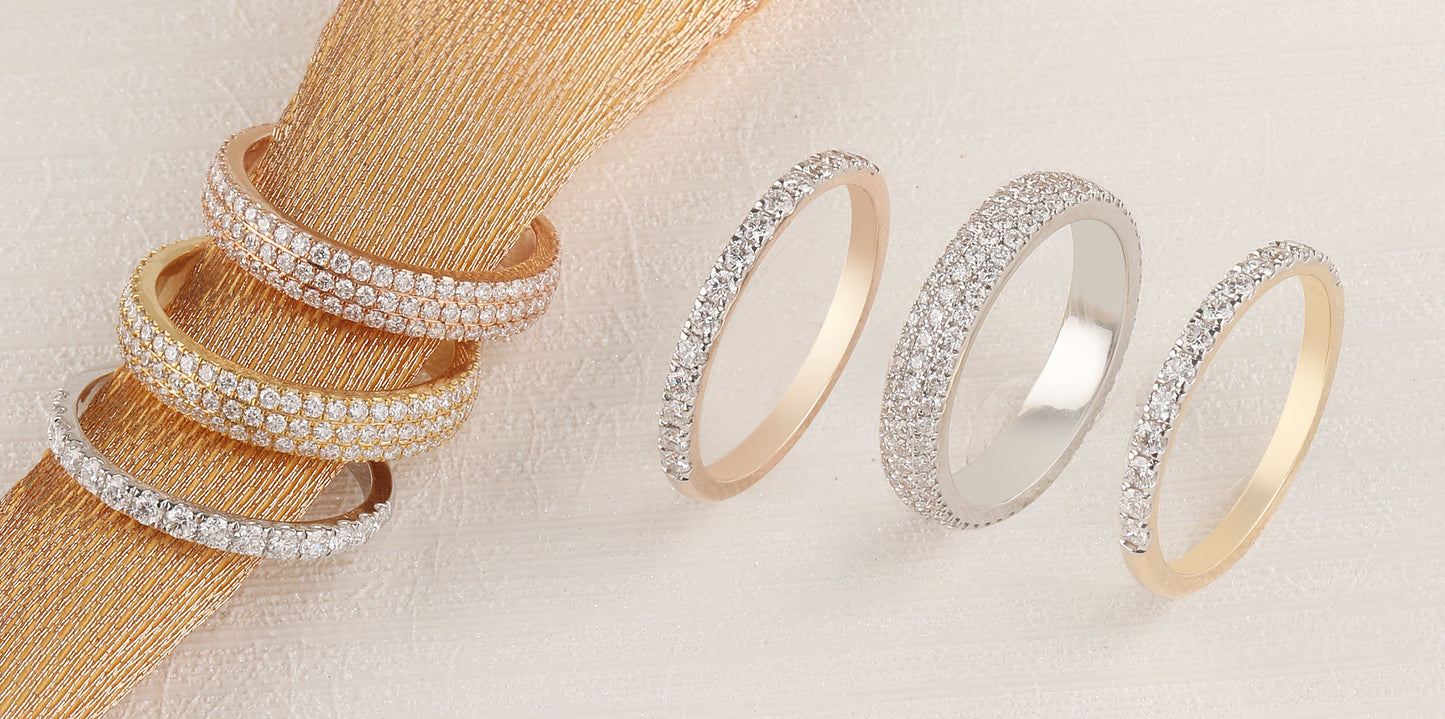 Solid Gold 0.9ct Natural Diamond Eternity Band Ring