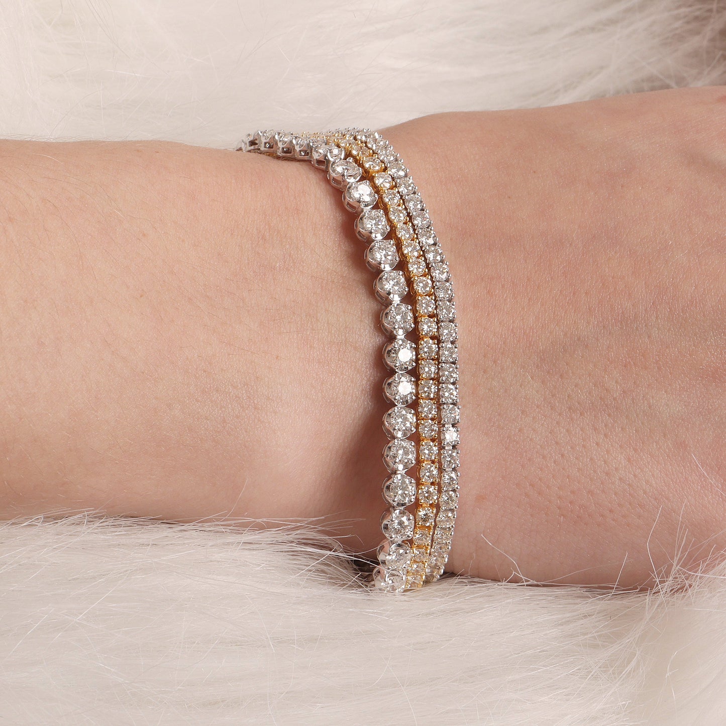 Solid Gold 5ct Natural Diamond Round Tennis Bracelet