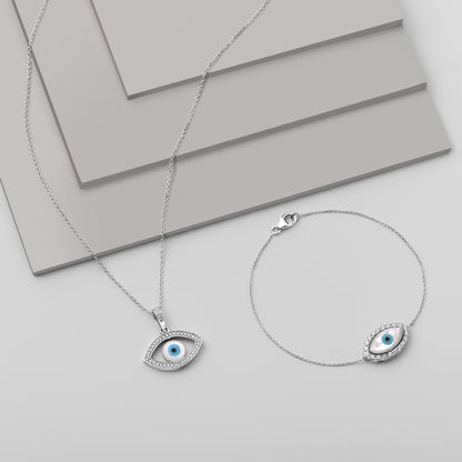 Solid Gold 0.5ct Natural Diamond Blue Evil-Eye Bracelet