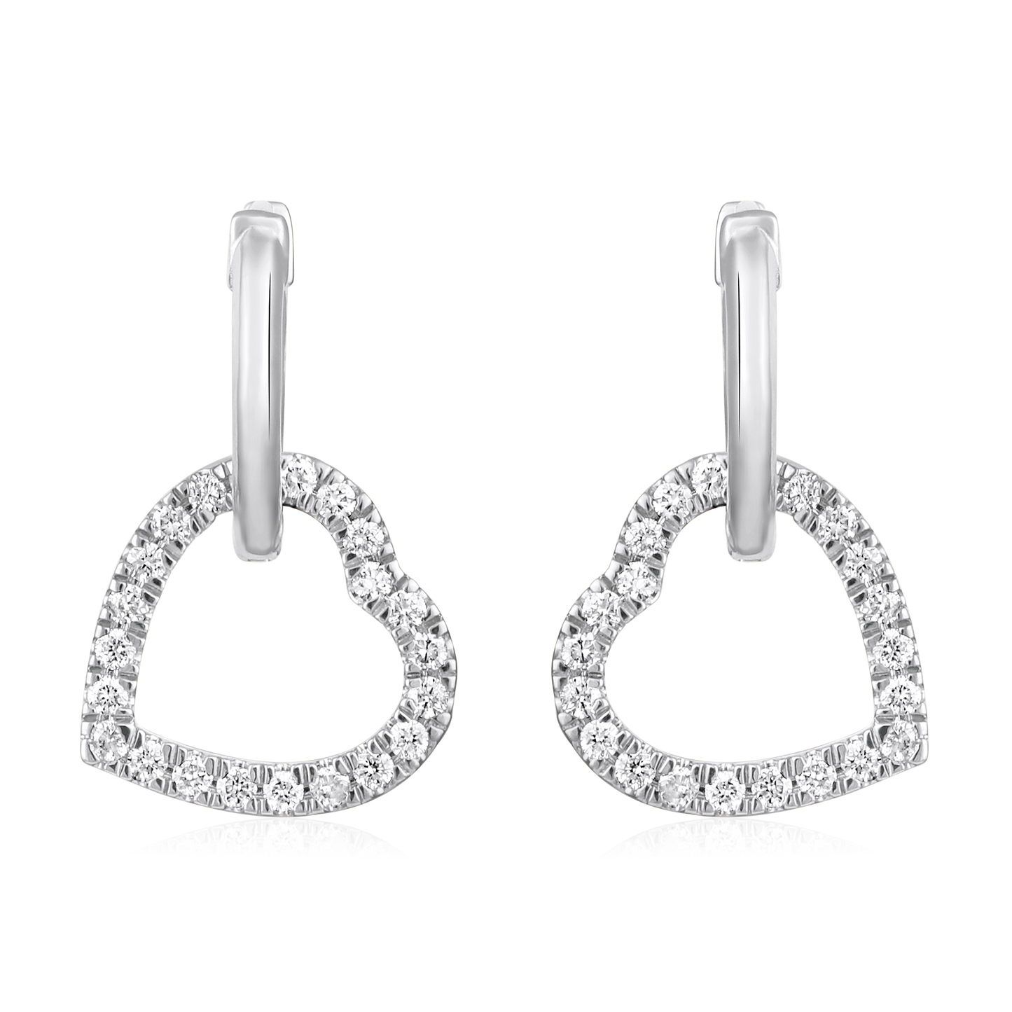 Solid Gold 0.34ct Natural Diamond Heart Love Huggie Charm Earrings