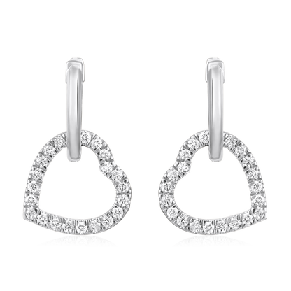 Solid Gold 0.34ct Natural Diamond Heart Love Huggie Charm Earrings
