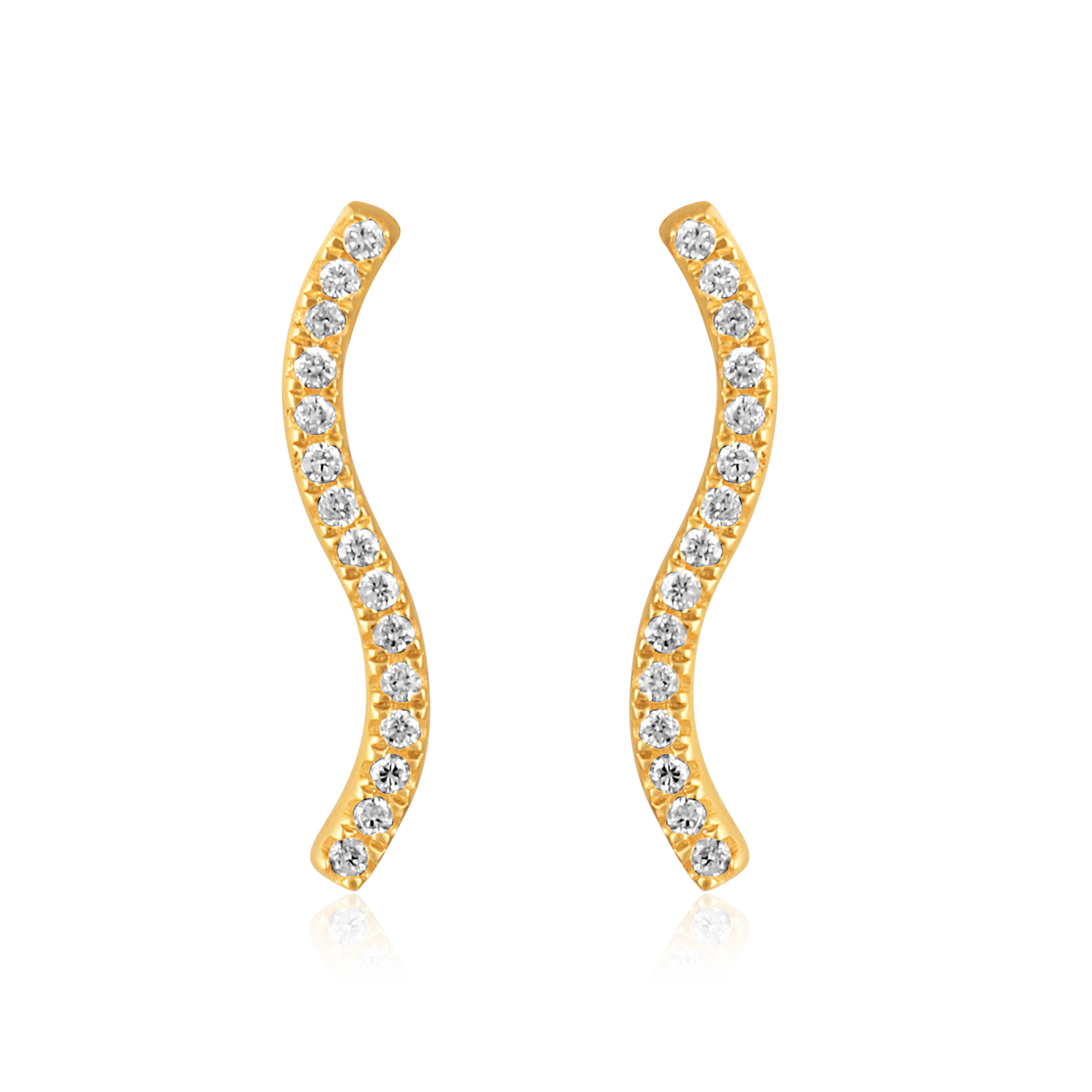 Solid Gold 0.5ct Natural Diamond S Wave Curved Drop Climber Earrings