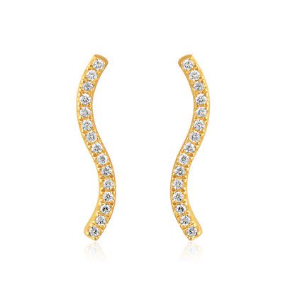 Solid Gold 0.5ct Natural Diamond S Wave Curved Drop Climber Earrings