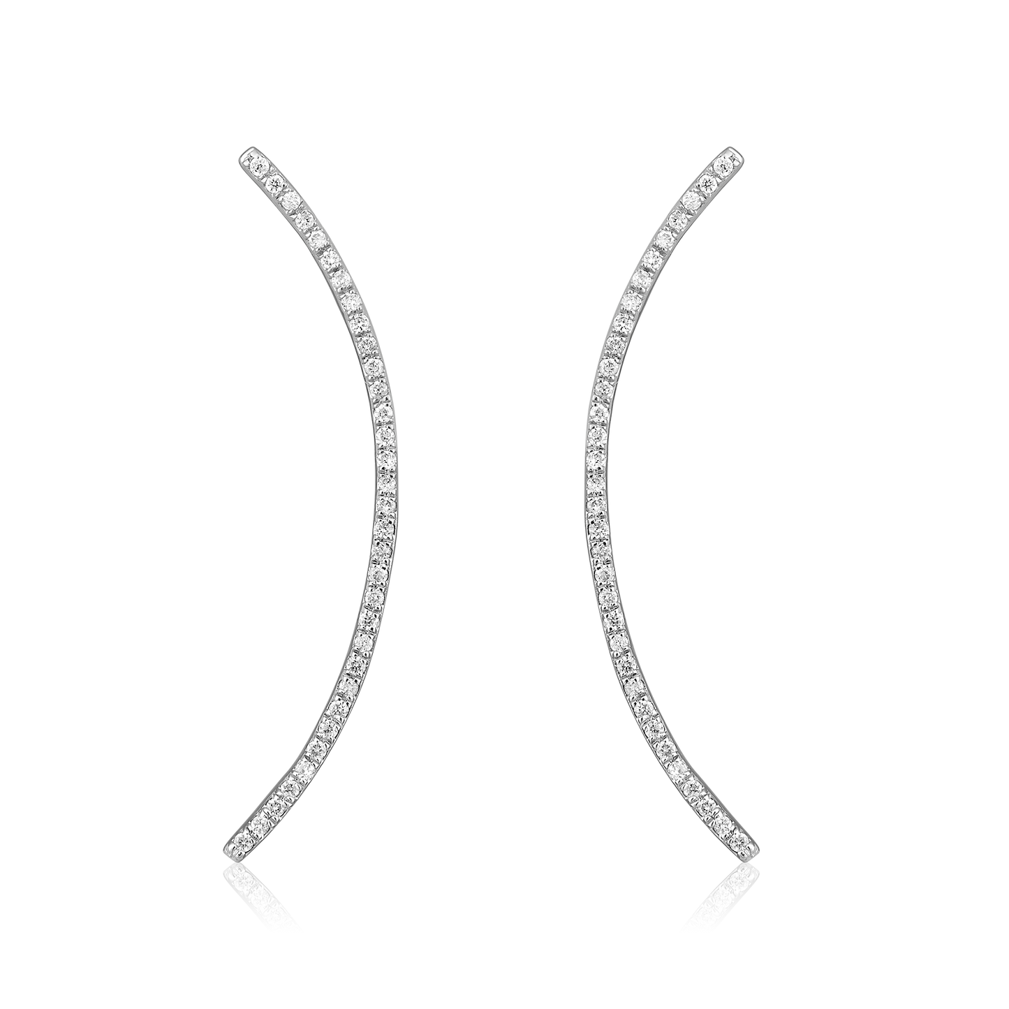 Solid Gold 0.11ct Natural Diamond Climber Curved Sword Stud Earrings