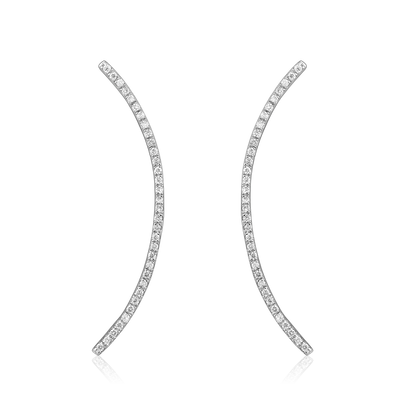 Solid Gold 0.11ct Natural Diamond Climber Curved Sword Stud Earrings