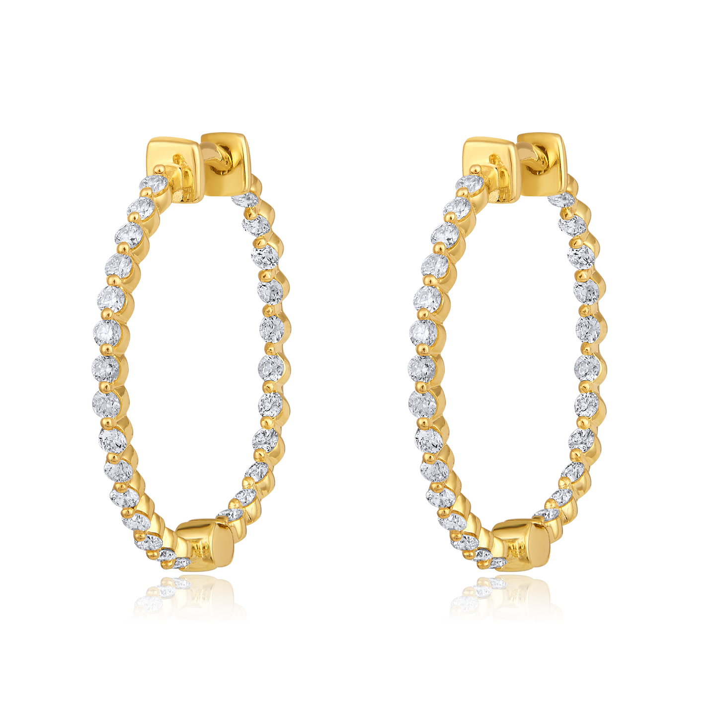 Solid Gold 0.5ct Natural Diamond Inside Out Hoop Earrings