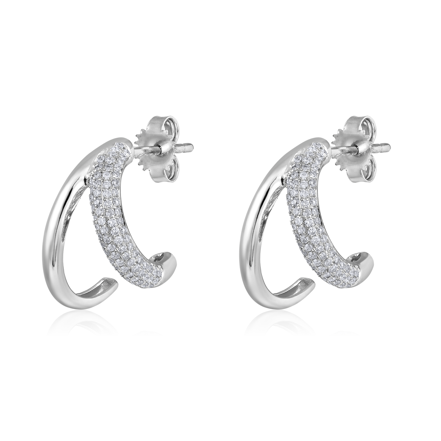 Solid Gold 0.3ct Natural Diamond Twin Claw Wrap Stud Earrings