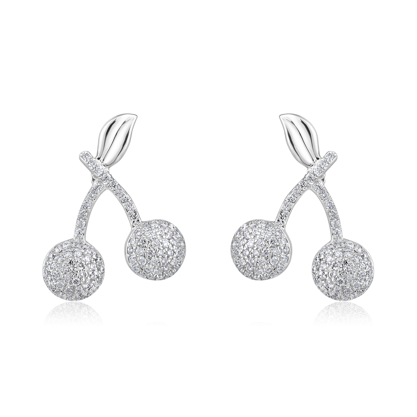 Solid Gold 0.3ct Natural Diamond Cherry Stud Earrings