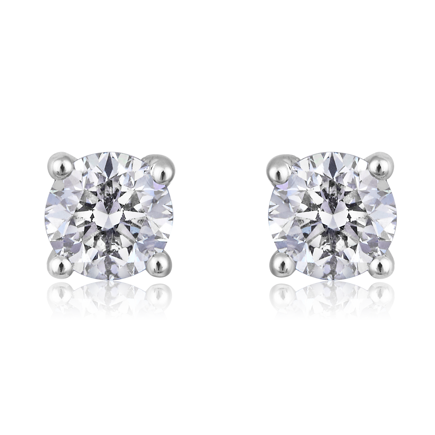 Solid Gold 0.4ct Natural Diamond 4 Prong Round Solitaire Stud Earrings