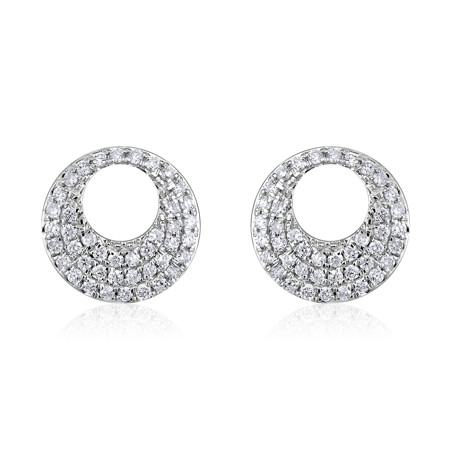 Solid Gold 0.14ct Natural Diamond Round CutOut Stud Earrings