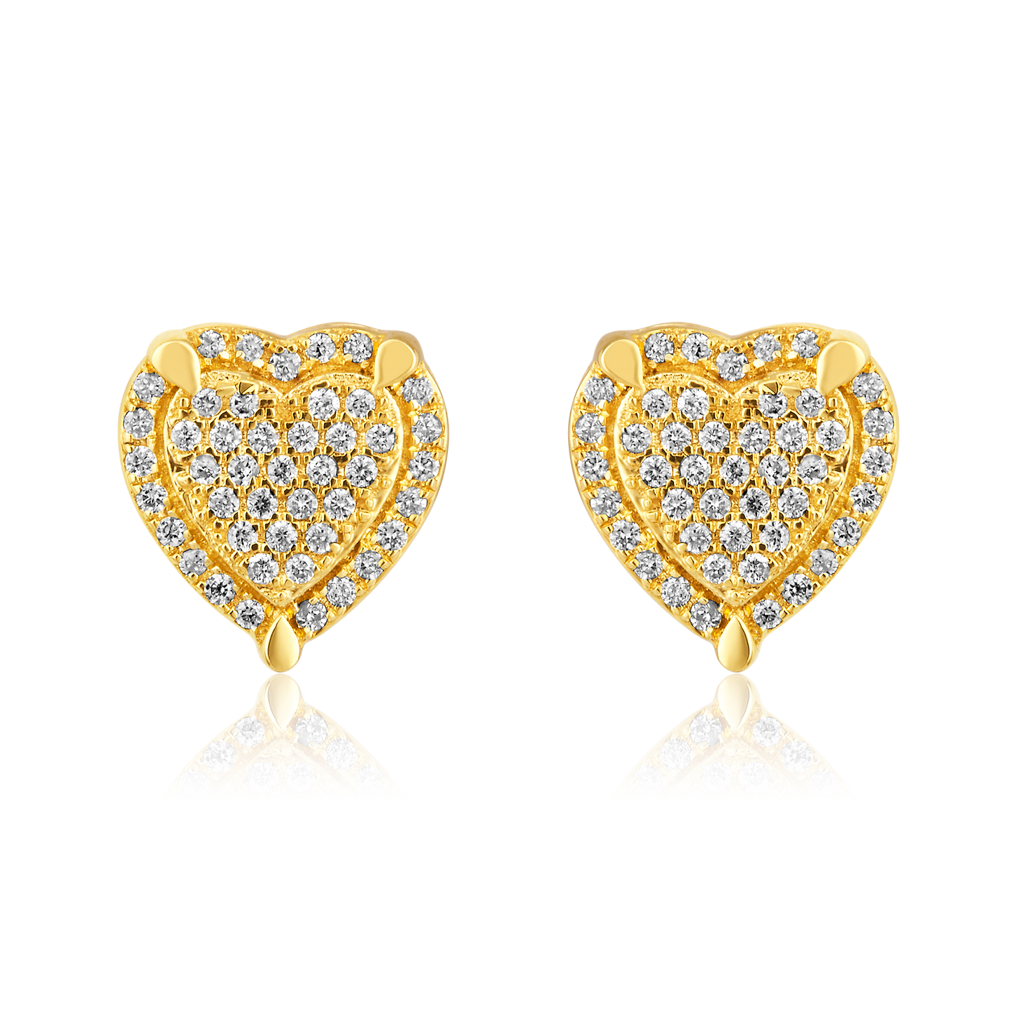 Solid Gold 0.2ct Natural Diamond Heart Halo Studded Stud Earrings