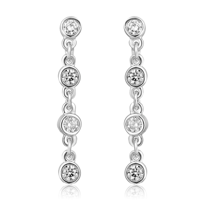 Solid Gold 0.1ct Natural Diamond Chain Muti Pierce Drop Stud Earrings