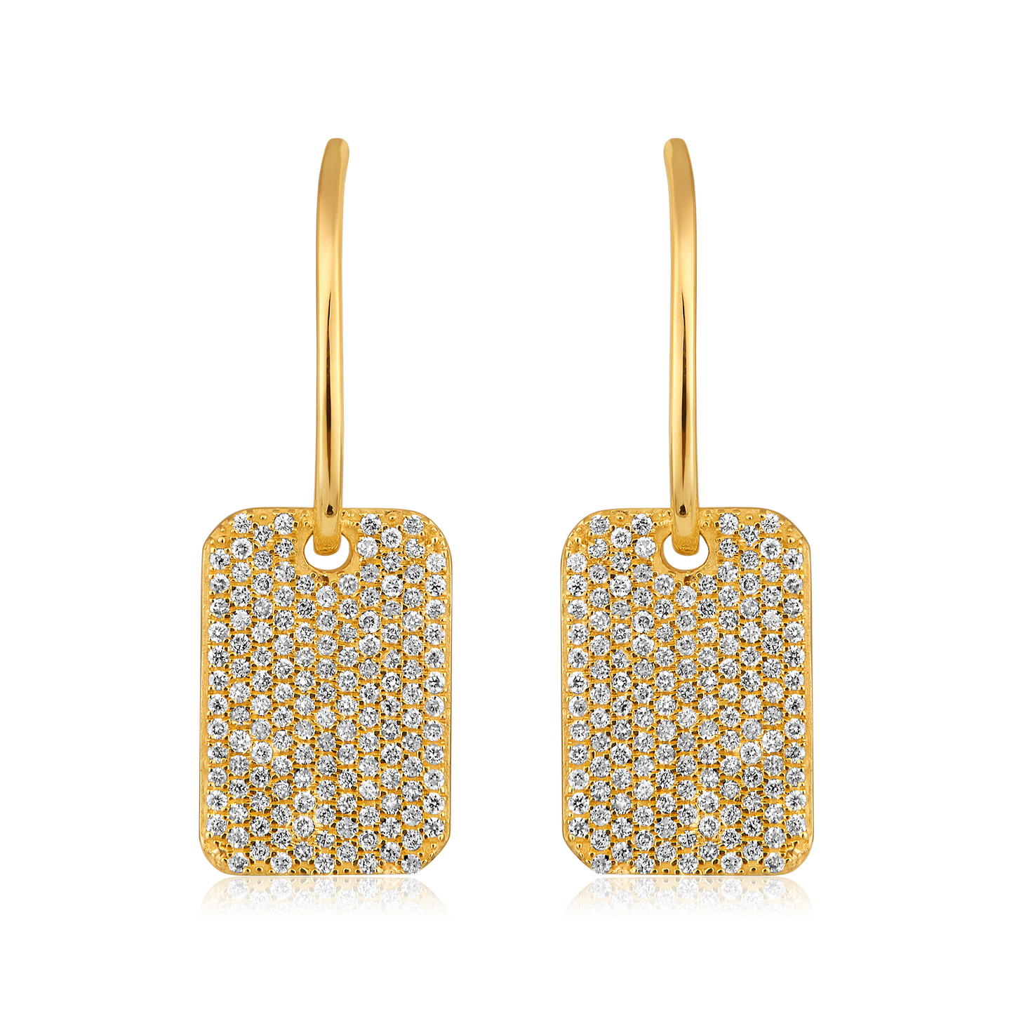 Solid Gold 0.5ct Natural Diamond Bar Tag Drop Dangle Long Earrings