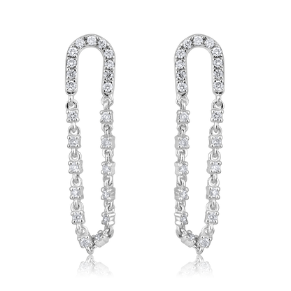 Solid Gold 0.4ct Natural Diamond Paperclip Loop Horseshoe Stud Earrings