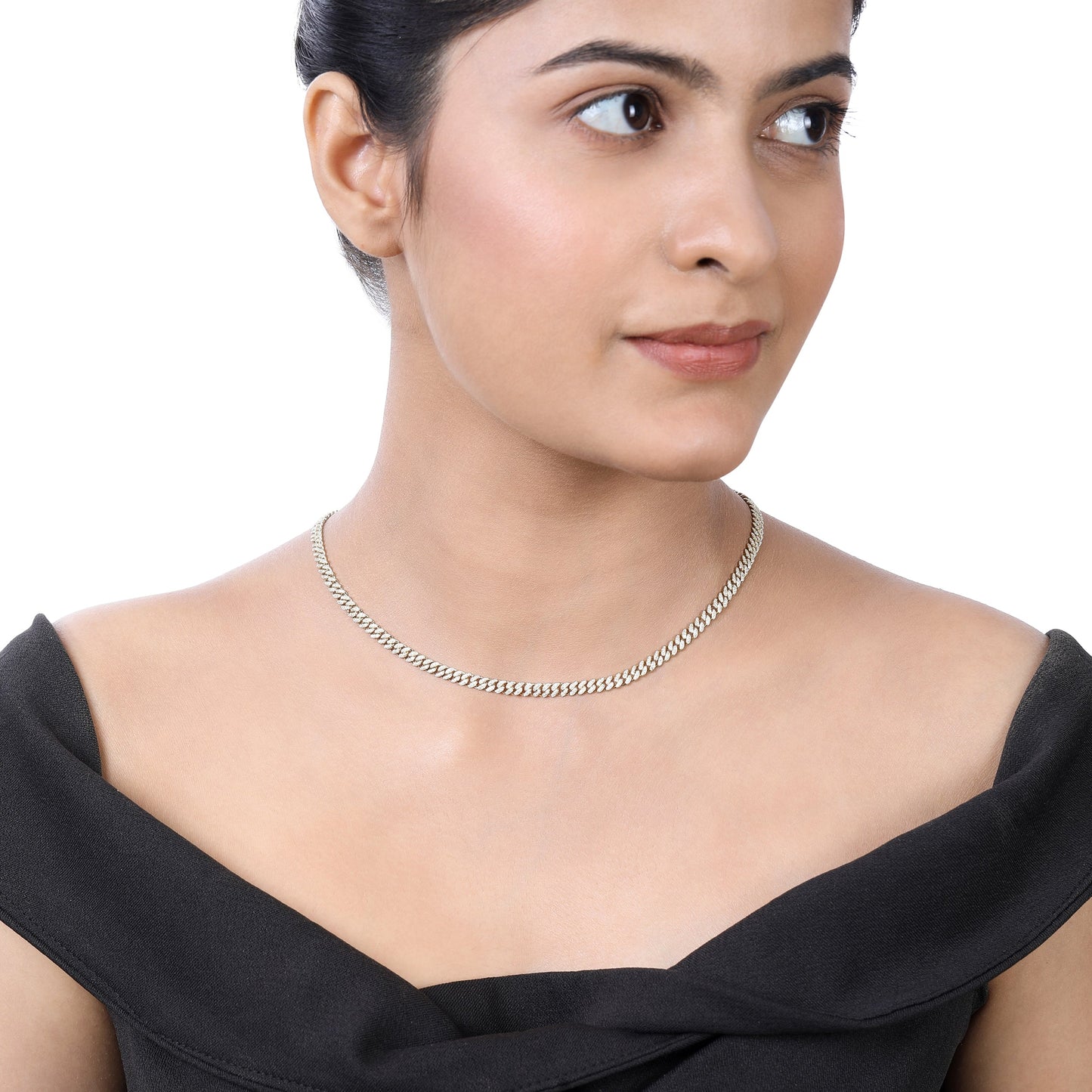 Solid Gold 1.8ct Natural Diamond 4.2mm Cuban Chain Link Necklace