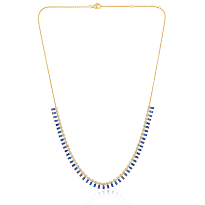 Solid Gold 5.3ct Natural Diamond w/ Natural Sapphire Buggette Fringe Necklace