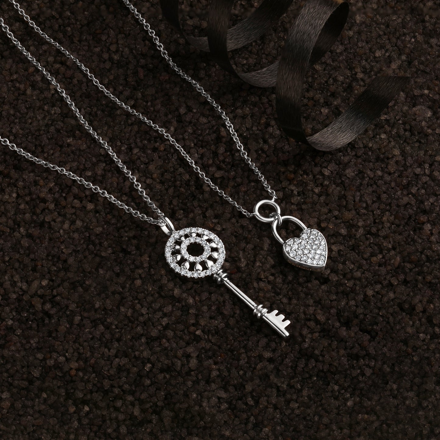 Solid Gold Natural Diamond Key Charm Pendant Only