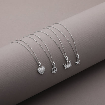 Solid Gold Natural Diamond Small Peace Charm Necklace
