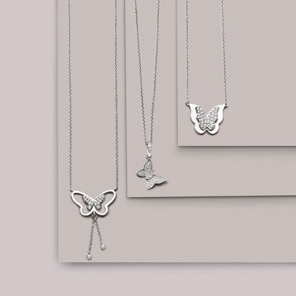 Solid Gold 0.5ct Natural Diamond Butterfly Necklace