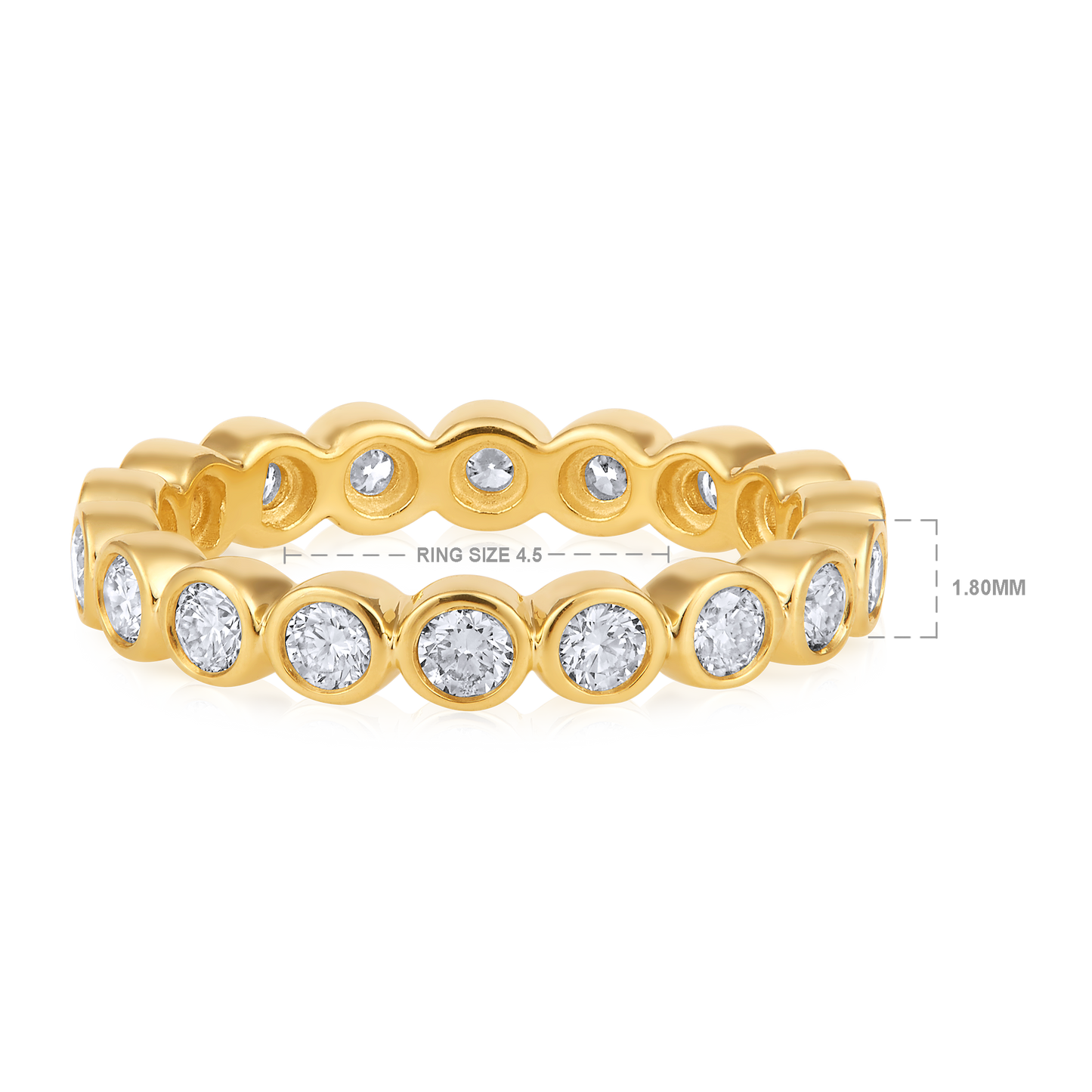 Solid Gold 1ct Natural Diamond Eternity Band Bezel Ring
