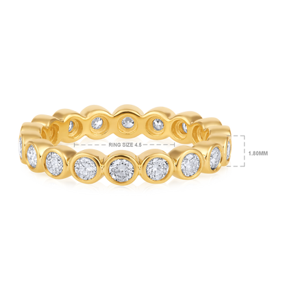 Solid Gold 1ct Natural Diamond Eternity Band Bezel Ring